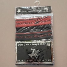 Beverly Hills Polo Club Boys 2 Pack Boxer Briefs Size M 8-10 Black Red