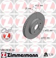 2X Bremsscheibe Coat Z Zimmermann 590.2830.20 FüR Prius Toyota PHV Plug Hybrid
