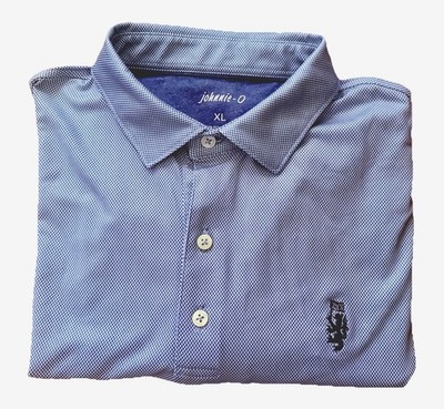 Johnnie-O Performance Golf Polo Men XL  Blue Geo NEW without tags Golden Ocala 