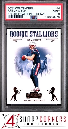 2024 PANINI CONTENDERS ROOKIE STALLIONS BRONZE #4 DRAKE MAYE RC POP 3 PSA 9
