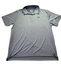 Under Armour UA Tech Polo Mens Gray Loose Fit Performance Golf Shirt Sz 2XL