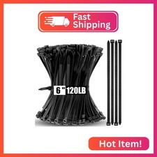Reallnaive 500 Pcs 6 Inch Zip Ties Heavy Duty Black 120 Lbs