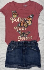 Girls lot of 2 Osh Kosh Butterfly tee  Mossimo Denim Skirt-EUC-Size 5