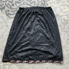 Vintage Satin Slip Skirt Black Pink