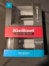 Kwikset Singapore Square Satin Nickel Bed Bath Door Handle with Microban & Lock