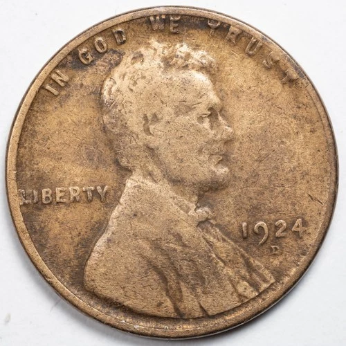 1924-D Lincoln Wheat Penny Cent Denver Mint Very Good (VG) Details