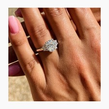 Cushion Diamond Engagement Ring F VS1 IGI Certified 2.4 Carat Platinum 3 Stones