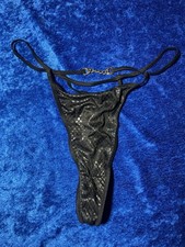Y2K Secret Treasures G-String Panties Black High Cut Thong Panty Large Shiny