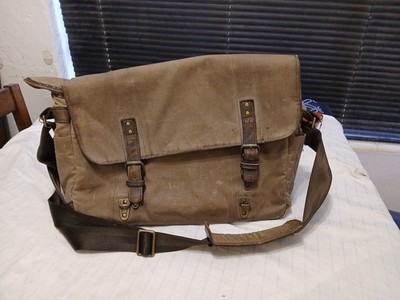 ONA Brown Waxed Canvas Laptop Camera Messenger Carry On Bag Sachel Hiking Work
