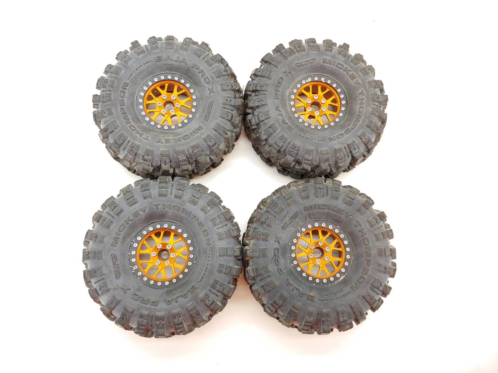 4x Proline #10203 Mickey Thompson Baja Pro X 2.2" Crawler Tires ALUMINUM WHEELS