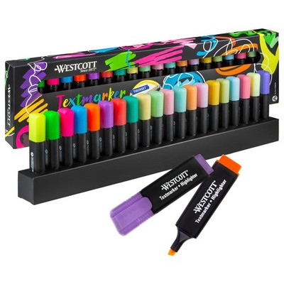 Westcott Textmarker Tischset 20 Stück Neon & Pastell, Highlighter Marker