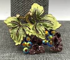 Vintage Style Gold Tone Grape Brooch Pendant ...