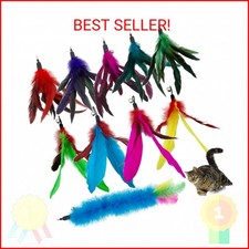 CATENESS Cat Feather Toys Refills, 10 Pieces Cat Wand Replacement Feathers Toy f