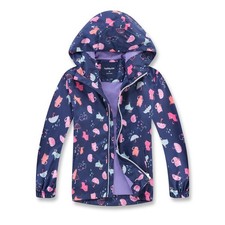 Girls Lightweight Waterproof Hooded Raincoat Windbreaker Size 412 Year