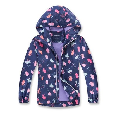 Girls Lightweight Waterproof Hooded Raincoat Windbreaker Size 412 Year