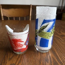 Vintage Hazel Atlas 1/2 Pint Sour Cream Bicentennial & Heritage CocaCola glasses