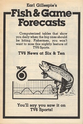 1980 WITI MILWAUKEE TV AD/EARL GILLESPIE/FISH & GAME FORECASTS/NEWS TV 6 SPORTS