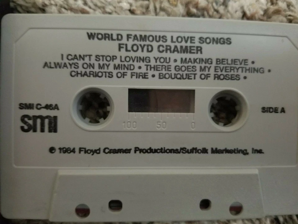 Floyd Cramer "World Famous Love Songs" Pre-Loved Cassette Tape 1984 Foto 2 de 4