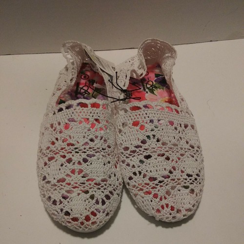 Scarpe slip on Bobbie Brooks donna bianche all'uncinetto tomaia piatta casual - Taglia: 6 - Foto 1 di 3