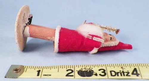 Santa Claus Figure Christmas Decoration Celluloid Face Cloth Wire Vintage #53 - Picture 4 of 8