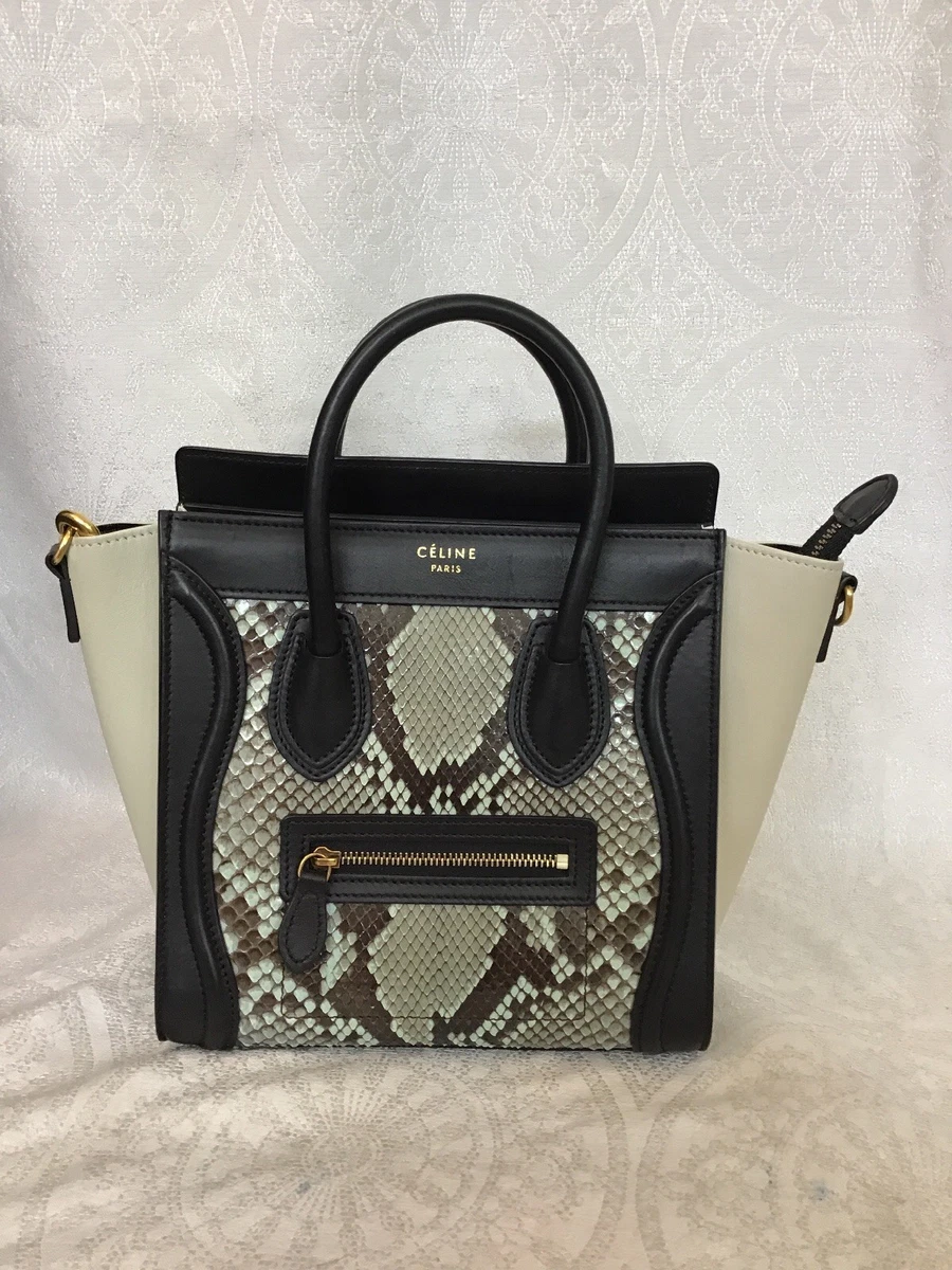 Céline Nano Luggage Black And Brown Snake Strap | eBay