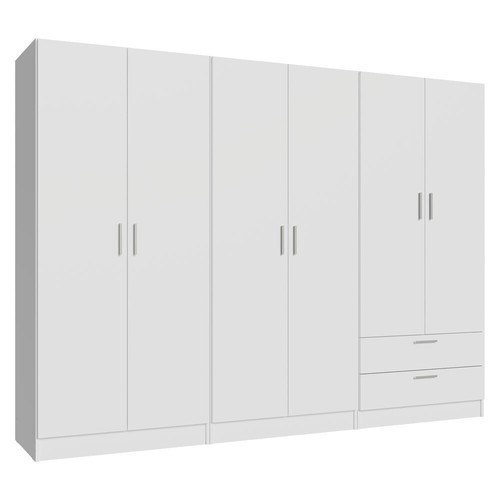 MADESA 6 Doors 2 Drawers Bedroom Wardrobe Set Armoire Closet Storage Cabinet - Picture 13 of 24