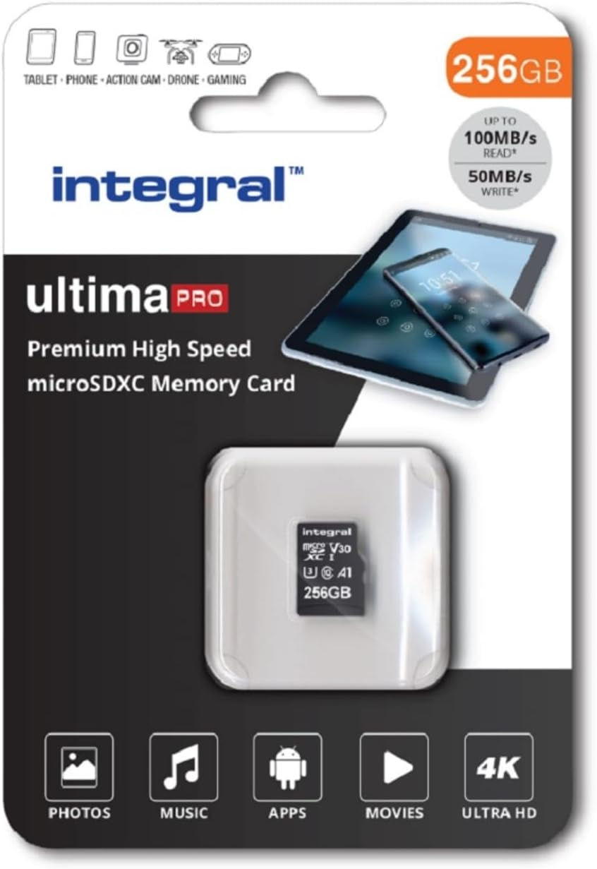 Integral 256GB Micro SD Card 4K Video Premium High Speed Memory Card SDXC up to