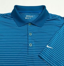 Nike Golf Men  s Dri-Fit Victory Stripe Polo Shirt Blue White S Small