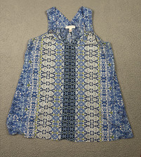 Oscar De La Renta Pink Label Nightgown Large Blue White Geometric Satin Chemise