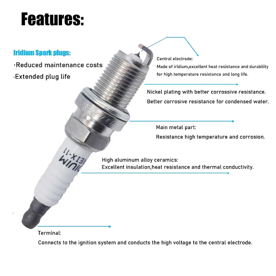 4PCS Ignition Coil + 4PCS Spark Plug Kit for 2001-2008 Toyota Highlander RAV4 L4 - Image 3 of 4