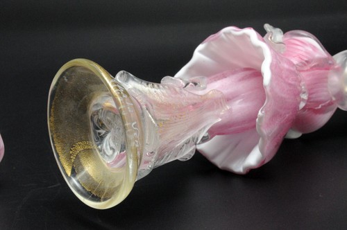 Murano Glass Carnival Dancing figurines-Pink & Gold Fleck (Signed) - Picture 11 of 13