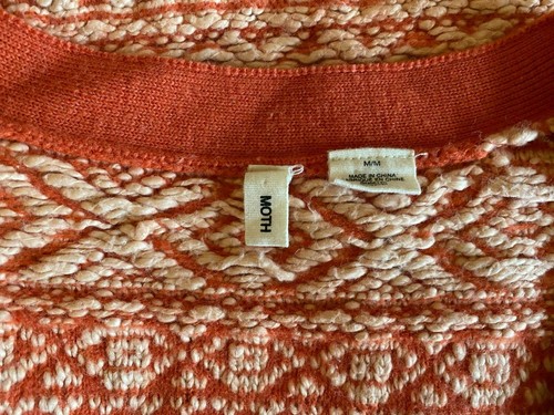 Anthropologie MOTH Orange Cotton Wool Button Front Long Sweater Coat Medium - Picture 6 of 6