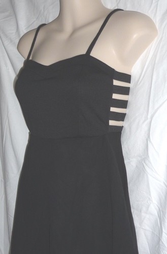 Wet Seal Black Chiffon hi low cut-out sides sweetheart neck dress Size S