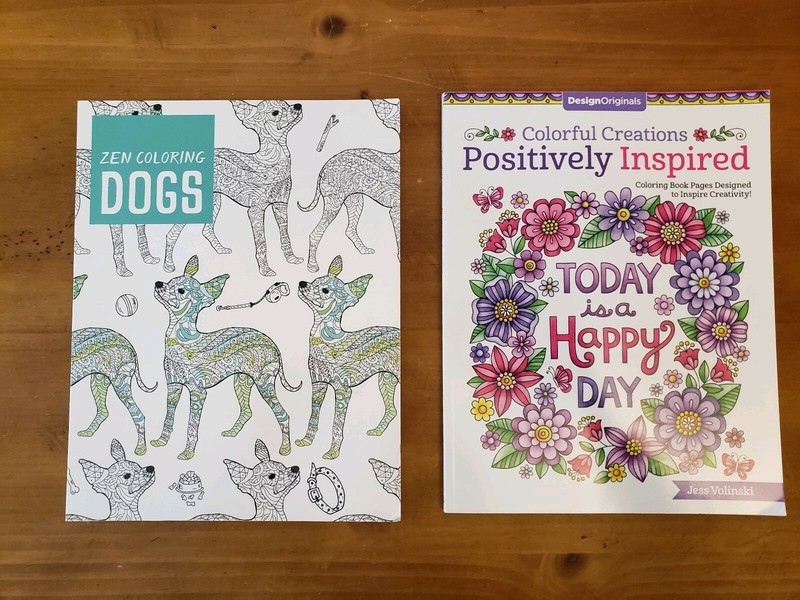 Lot of 2 New Color Books-Zen Coloring Dogs/Color Creations Positively Inspired