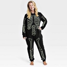 Women's Glow-In-The-Dark Skeleton Pajama Suit Costume - Hyde EEK Small