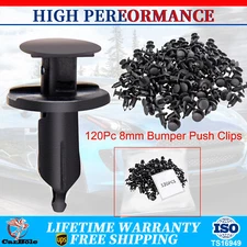 120Pcs 8mm Hole Plastic Rivet Fastener Push Clips Retainer For Car Bumper Fender