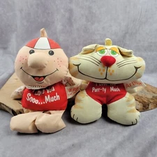 Russ Berrie Vintage Cloth Plush Lot of 2 Arthur Cat Wilbur Boy Valentine Love