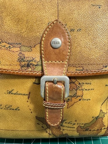 Alviero Martini 1a Classe Borsa a tracolla in pelle Made In Italy Mappa del Mondo - Foto 4 di 12