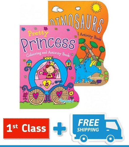 Dinosaurs And Pretty Princess Färbung Aktivität Bücher Mädchen Und Jungen Spaß - Picture 3 of 7