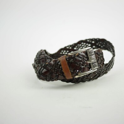 COLUMBIA Brown leather woven braided leather belt Men main image 4