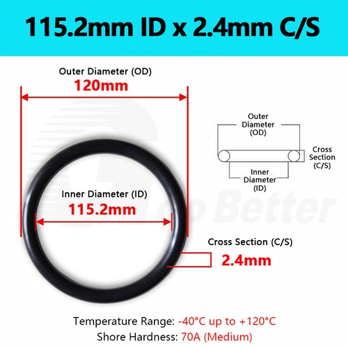 2.4mm Cross Section NBR 70 O-Rings Nitrile Rubber 1-195mm ID Oil Resistant Seals - Picture 94 of 107