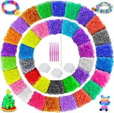 ROSHUKG 7500 Rubber Band Bracelet Kit, 36 Colours Rubber Band Refill Making Kit 
