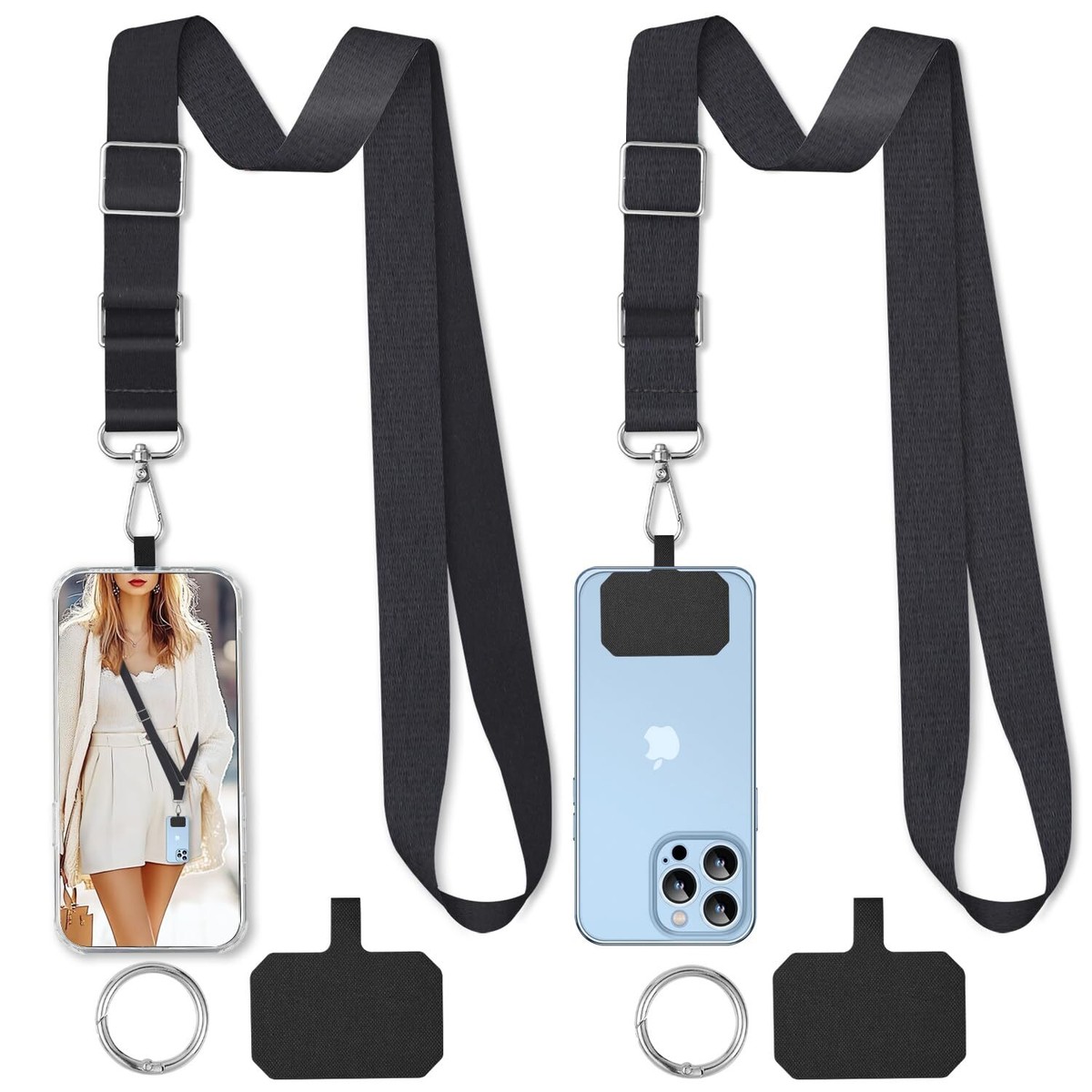 Phone Lanyard Lawonda 2 Pads Adjustable Crossbody Cell Phone Neck Strap  Universal Mobile Phone Wrist Lanyard 2pcs Cellphone Patch Tether Tab For  Travel Essentials Black Phone Chain