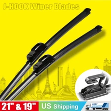21"& 19" INCH Bracketless Windshield Wiper Blades J-HOOK OEM QUALITY ALL SEASON