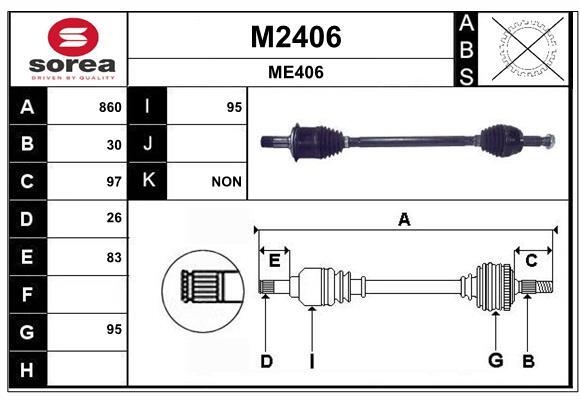 Arbre de transmission SNRA M2406 pièce mécanique de transmission pour utilitaire Vito