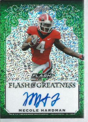 2019 Leaf Football Flash of Greatness MECOLE HARDMAN Green On Card