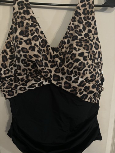XL Leopard Print Black Padded Wireless One Piece Swimsuit Maurice’s Bathing Suit