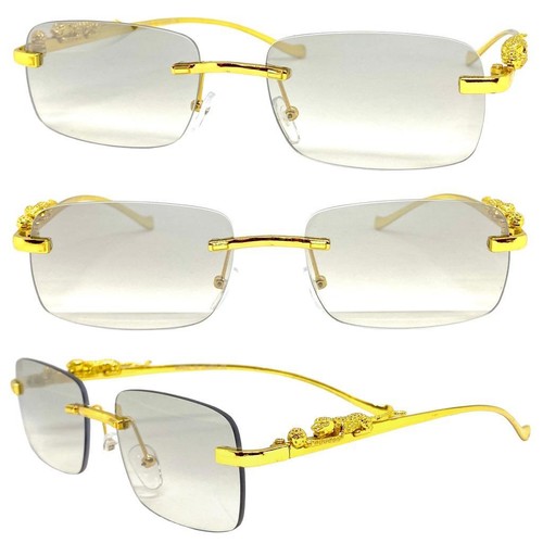 Classic Elegant Modern Hip Hop Slight Tint Lens SUN GLASSES Rimless Gold Frame - 第 1/6 張圖片