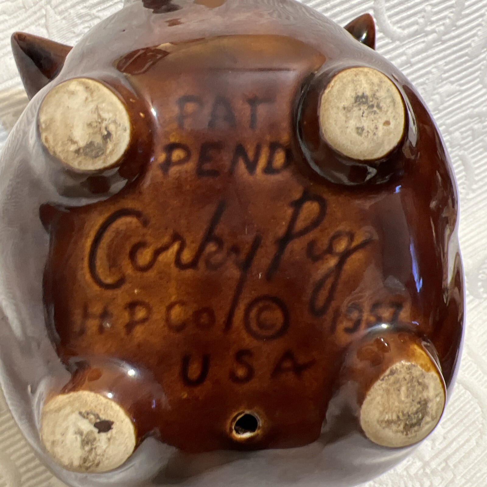 Vintage Hull Pottery CORKY PIG 1957 USA Drip Glaze Piggy Bank eBay