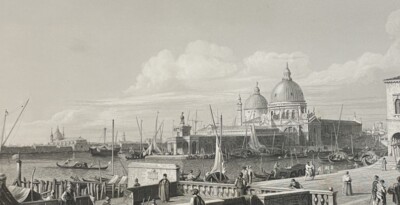 Antique Etching The Dogana Venice by Canaletto, Antonio 1870